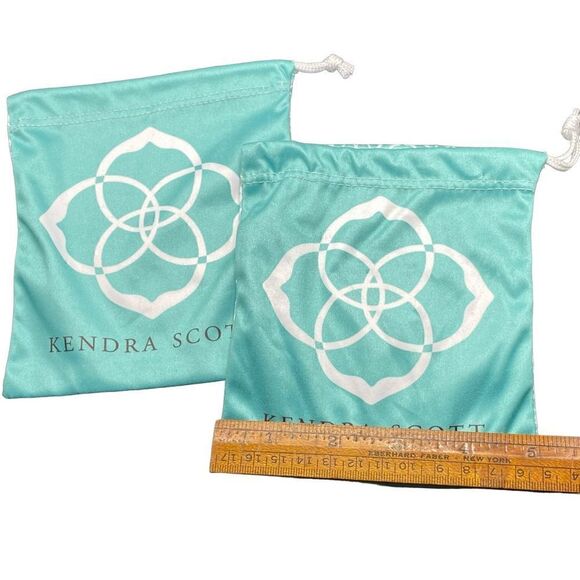 Lot of (2) Kendra Scott Jewelry turquoise Drawstring Bag Cloth Dust Polisher - Picture 3 of 6